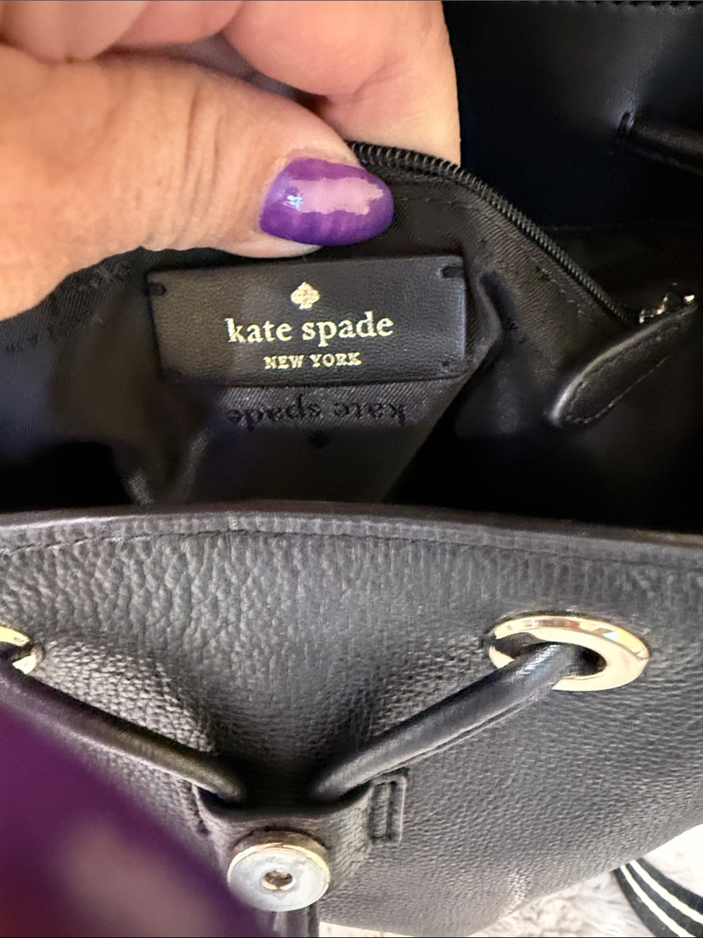 Kate Spade Rosie medium leather flap drawstring back pack nwot - Picture 8 of 16